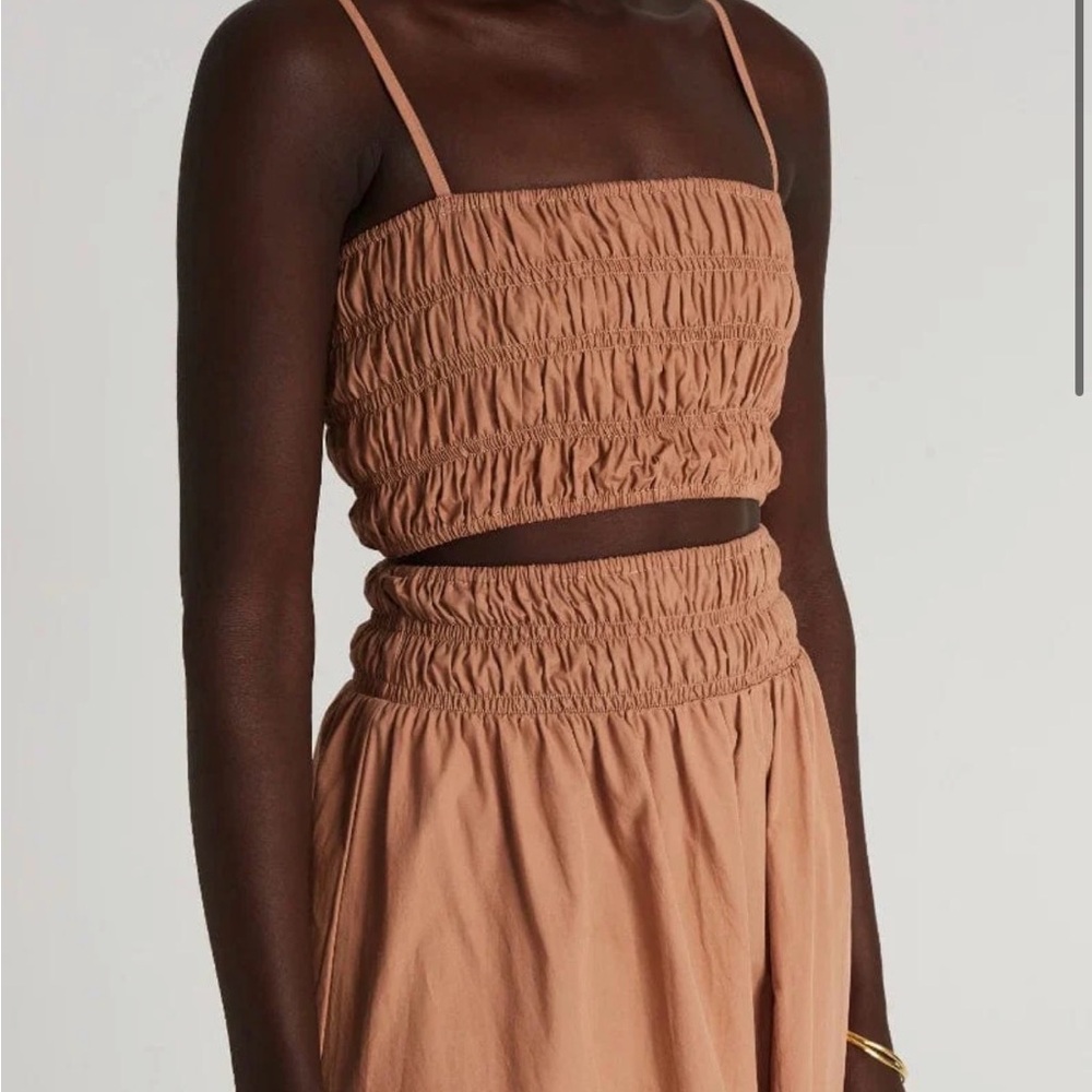 Faithfull the Brand Liya Smocked Crop Cami in Hazelnut